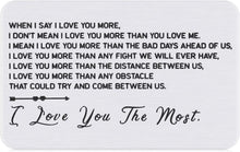 Load image into Gallery viewer, Valentines Day Gifts for Husband Boyfriend Wedding Anniversary Wallet Insert Card from Wife Girlfriend Groom Bride Couple Birthday Engraved Mini Love Note for Him Her Christmas Women Men Deployment
