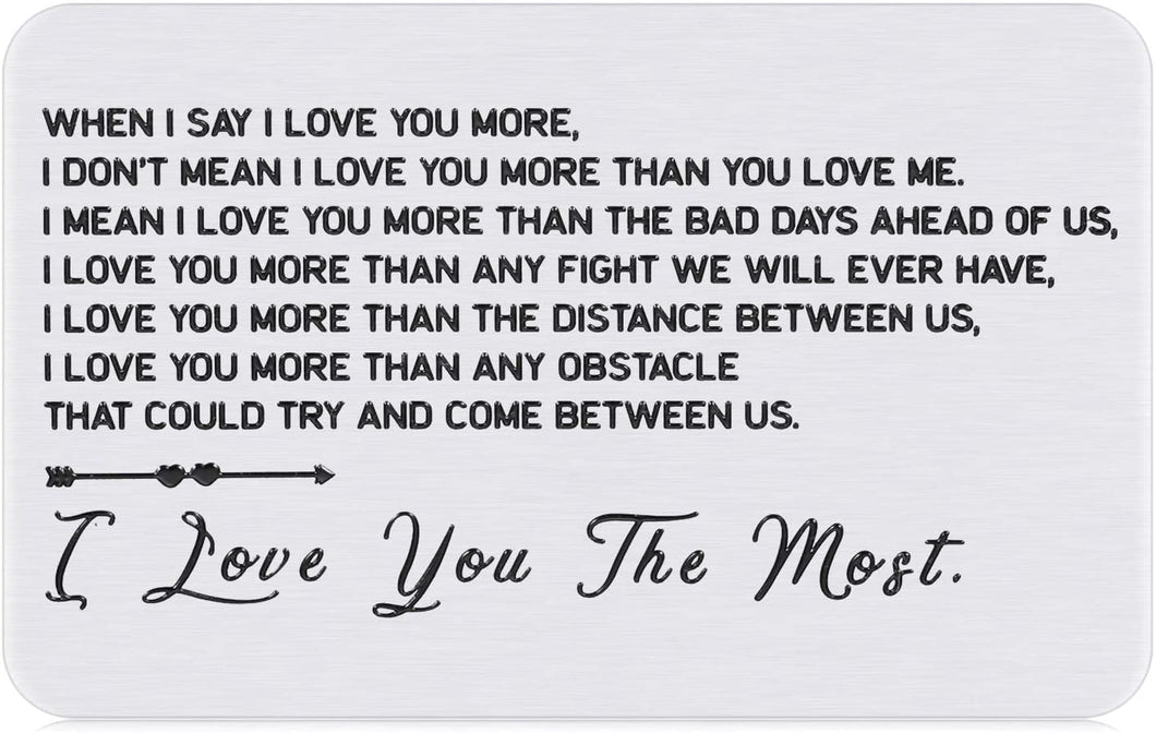 Valentines Day Gifts for Husband Boyfriend Wedding Anniversary Wallet Insert Card from Wife Girlfriend Groom Bride Couple Birthday Engraved Mini Love Note for Him Her Christmas Women Men Deployment