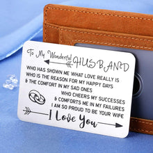 Load image into Gallery viewer, Boyfriend Valentines Gifts Wallet Insert Card for Husband Wedding Anniversary Fiance Groom Birthday Mini Love Note for Him Men Boys Newlywed Couple Jewelry from Girlfriend Wife Proposal Honeymoon
