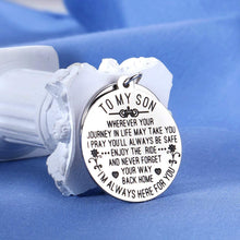 Load image into Gallery viewer, to My Son Gifts from Mom Dad Inspirational Christmas Keychain for Teen Boys Graduation Back to School Step Son Birthday for Him Men Wedding Anniversary from Mother in Law I Love You Stocking Stuffers
