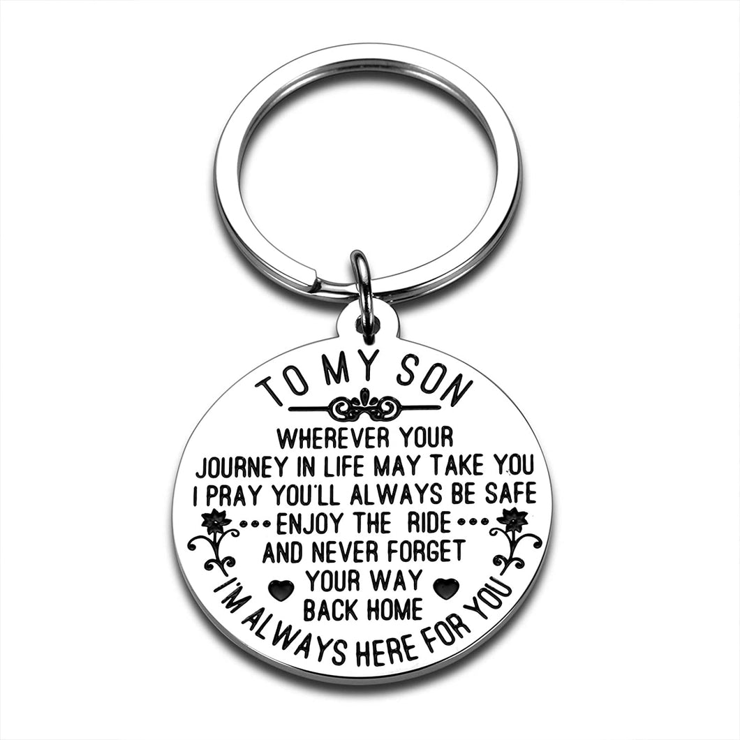 to My Son Gifts from Mom Dad Inspirational Christmas Keychain for Teen Boys Graduation Back to School Step Son Birthday for Him Men Wedding Anniversary from Mother in Law I Love You Stocking Stuffers