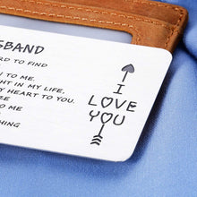 Load image into Gallery viewer, to My Husband Valentine’s Day Gift for Hubby Birthday Anniversary Wallet Insert Card Groom Wedding Honeymoon Worse Half Mini Love Note from Bride Wife for Boyfriend Men Him Father’s Day
