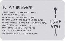 Load image into Gallery viewer, to My Husband Valentine’s Day Gift for Hubby Birthday Anniversary Wallet Insert Card Groom Wedding Honeymoon Worse Half Mini Love Note from Bride Wife for Boyfriend Men Him Father’s Day
