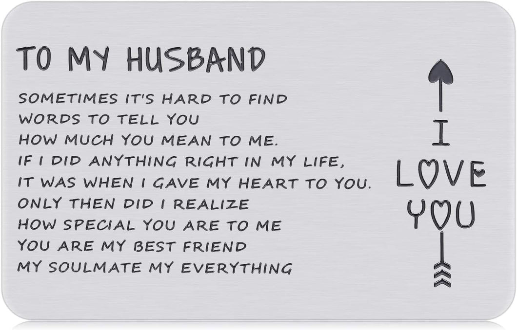 to My Husband Valentine’s Day Gift for Hubby Birthday Anniversary Wallet Insert Card Groom Wedding Honeymoon Worse Half Mini Love Note from Bride Wife for Boyfriend Men Him Father’s Day