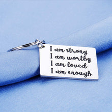 Load image into Gallery viewer, Inspirational Christmas Keychain Faith Gifts for Women Men Teens Boy Girls from Dad Mom Best Friend BFF Motivational Keyring for Birthday Valentines Day Graduation Depression Gift I am Strong Enough
