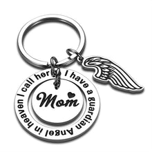 Load image into Gallery viewer, Mom Memorial Gifts Keychain Loss of Mother Sympathy Gift for Loss of Mommy Momma Mama Remembrance Key Chain Christmas Funeral Key Tags Remembering I Have a Guardian Angel I Call Her Mom
