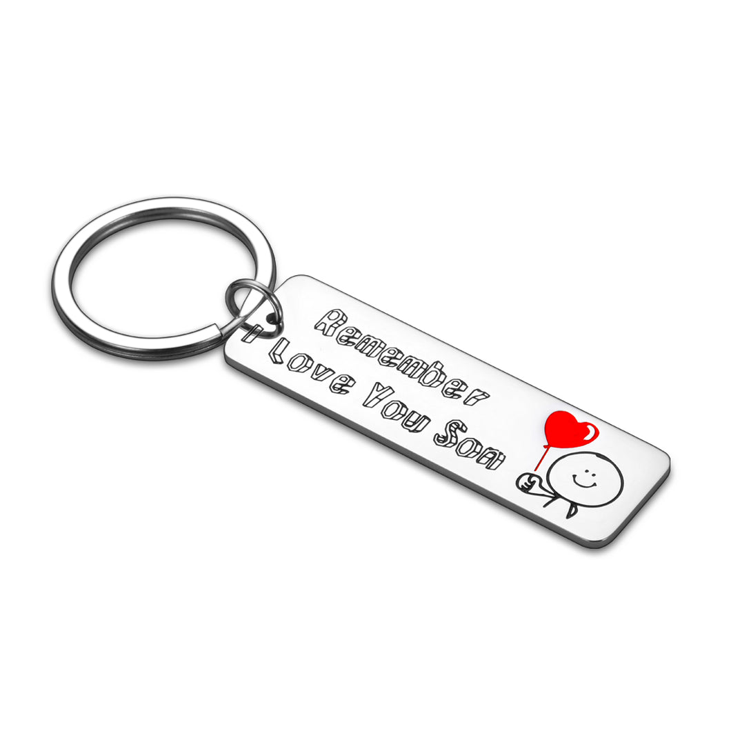 Son Keychain Gift for Boys Him from Mom Dad Remember I Love You Birthday Thanksgiving Christmas Graduation Back to School Wedding Present for Children Kid Teenage