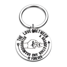 Load image into Gallery viewer, Keychain Gift Charm Engraved The Love Between A Grandfather and Granddaughter is Forever for New Grandpa Granddad Gramps Birthday of Grandparent Father’s Day Christmas Thanksgiving from Grandchildren
