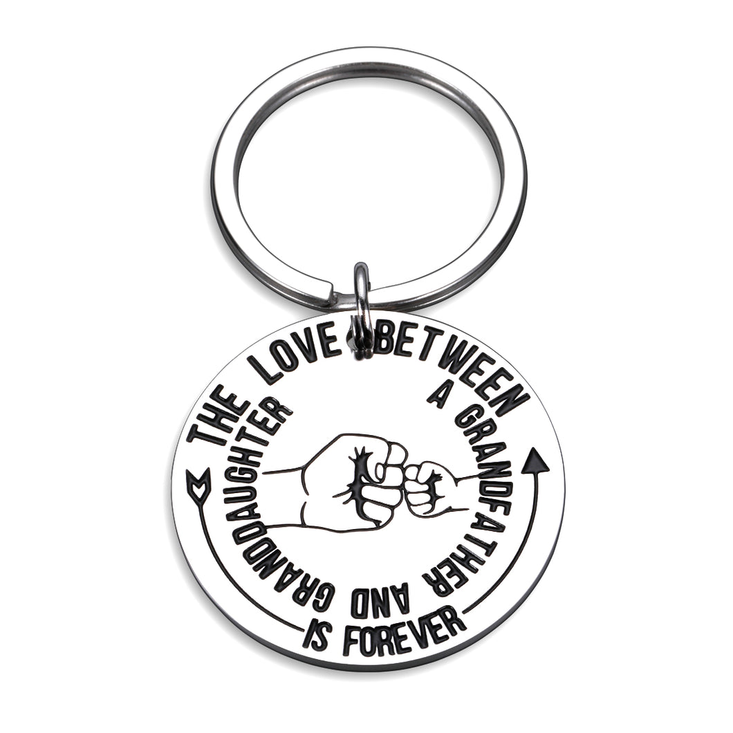 Keychain Gift Charm Engraved The Love Between A Grandfather and Granddaughter is Forever for New Grandpa Granddad Gramps Birthday of Grandparent Father’s Day Christmas Thanksgiving from Grandchildren