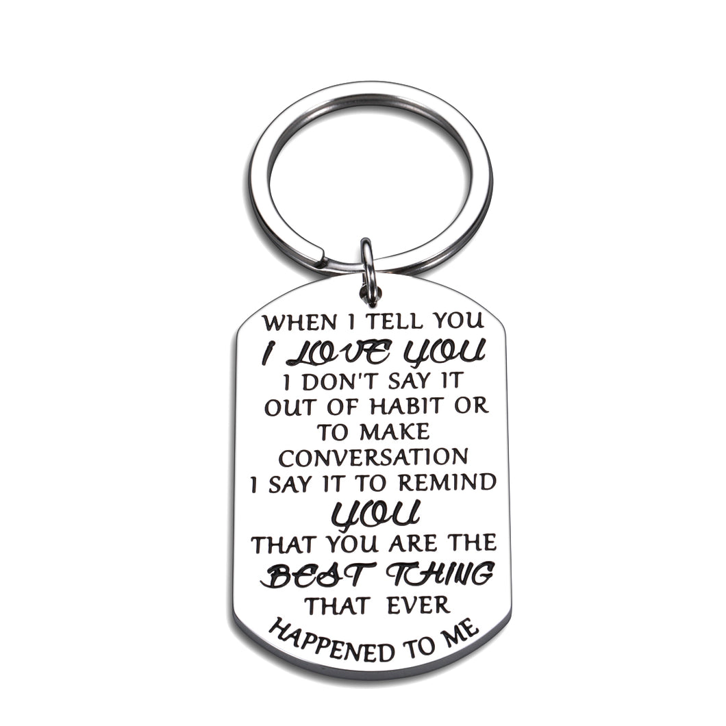 Husband Wife Keychain Couple Gift for Boyfriend Girlfriend Anniversary Newlywed Fiance Fiancee Wedding Best Friend Bff Birthday Christmas When I Tell You I Love You from Him His and Her Valentines Day