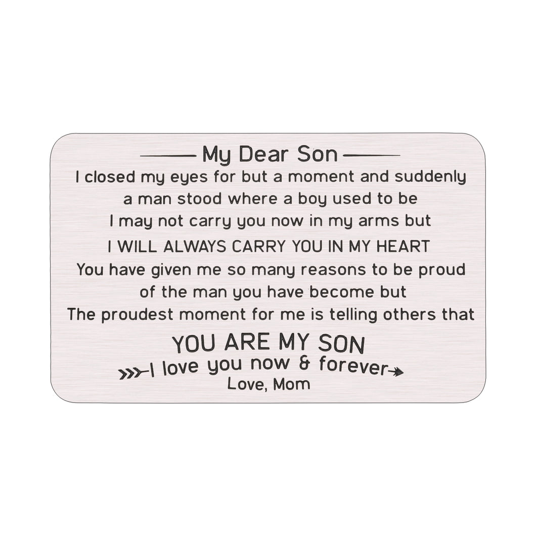 Christmas Gifts for Teenage Boys from Mom Mother Wallet Insert Card Inspirational Gifts for Son Back to School Birthday Valentines Gifts for Men Step Son in Law First Time Fathers Day Gift Love Notes