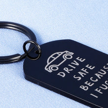 Load image into Gallery viewer, Trucker Drive Safe Keychain for Him Her Funny Keyring Gifts Because I Love You for Couple Boyfriend Son Daughter BFF Birthday Valentines Christmas Thanksgiving Mother’s Father’s Day Black
