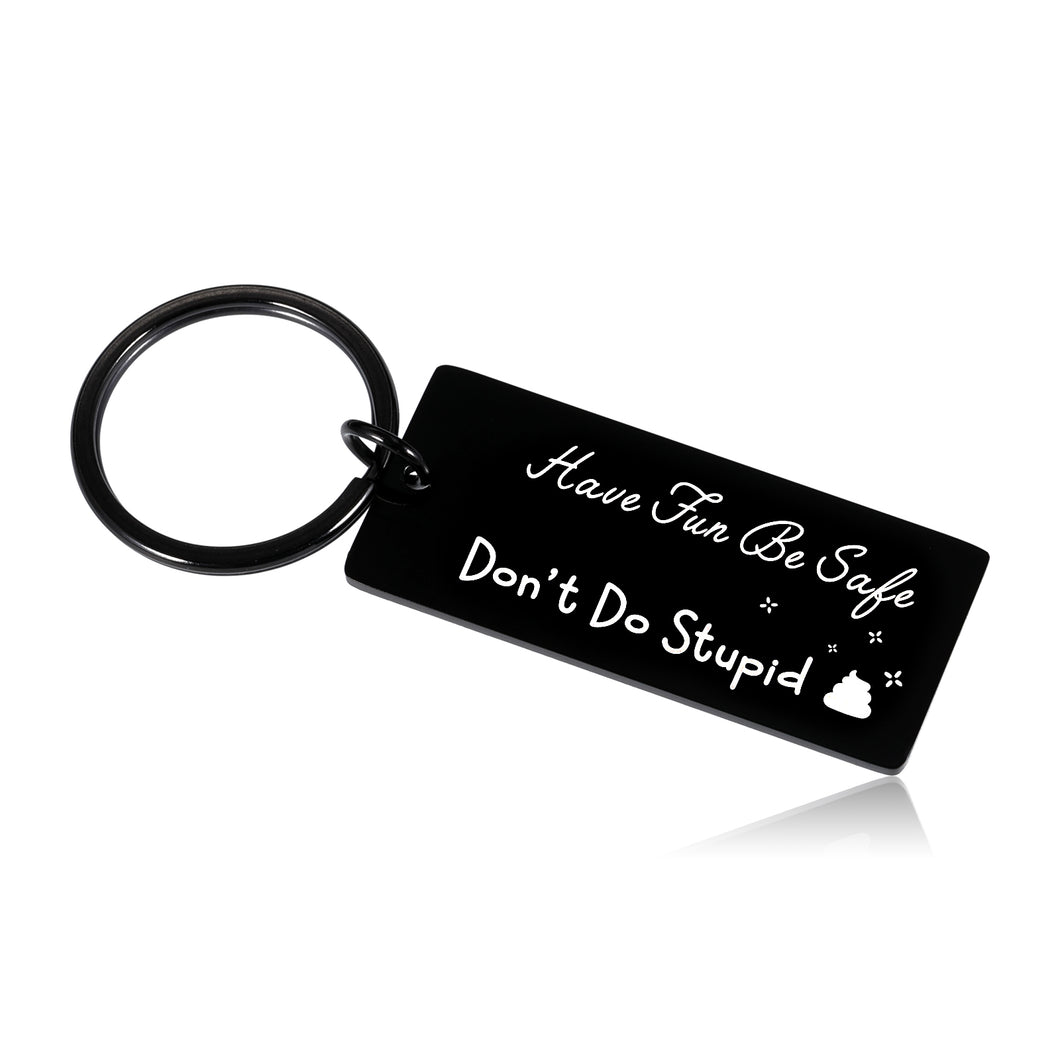 Graduation Gift for Girls Funny Keychain for Boys Don't Do Stupid Keychain for Son Daughter Birthday Gifts from Mom Dad Gag Gifts for Kids Best Gifts for Teens Valentines Day Gifts Sarcasm New Driver