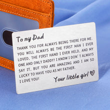 Load image into Gallery viewer, Fathers Birthday Gifts from Daughter Wife Kids to Dad Wallet Insert Card Father’s Day Thank You Present for Daddy Papa Padre Love Note for Father Figure Grandpa Wedding Men Him Husband
