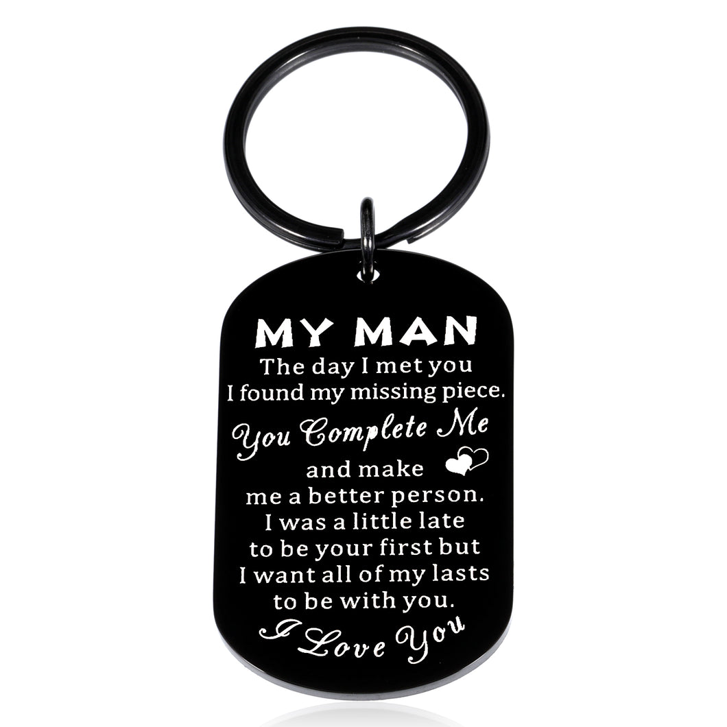 My Man Gifts for Him Keychain for Boyfriend Valentines Day Gifts for Him Mens Anniversary Present from Wife to Husband Birthday Gifts for Fiance Gifts from Fiancee Girlfriend Bride Groom Wedding Gift
