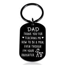 Load image into Gallery viewer, Fathers Day Present for Dad Gifts from Daughter Girls Keychain Dad Birthday Gift for Daddy Gag Gifts Funny Papa Gifts for Men Him Father of The Bride Gifts for Padre Papa Father in Law Black Dog Tag
