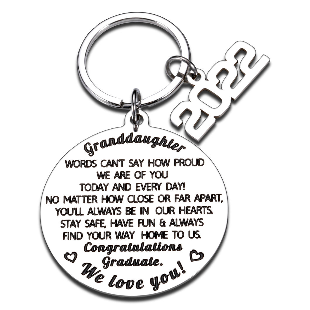 Graduation Gifts for Granddaughter Senior 2022 Keychain Graduate Gift for Grand Kids from Grandma Grandpa Grandparents to Grand Daughter Grad Presents for Her High School College Graduating Gifts