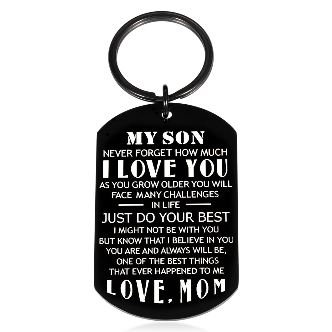 Boys Christmas Gifts Keychain Back to School Gifts for Son from Mom Inspirational Gifts for Teen Boys Men Birthday Coming of Age Mother to Son Gifts for Wedding Gifts for Step Son in Law Black