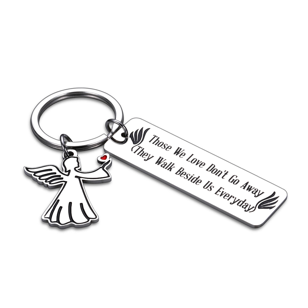 Mom Dad Memorial Gift Sympathy Keychain In Memory of Grandpa Grandma for Grieving Friends Loss Loved One Step Father Mother Baby Son Daughter in Law Those We Love Don’t Go Away Funeral Remembrance