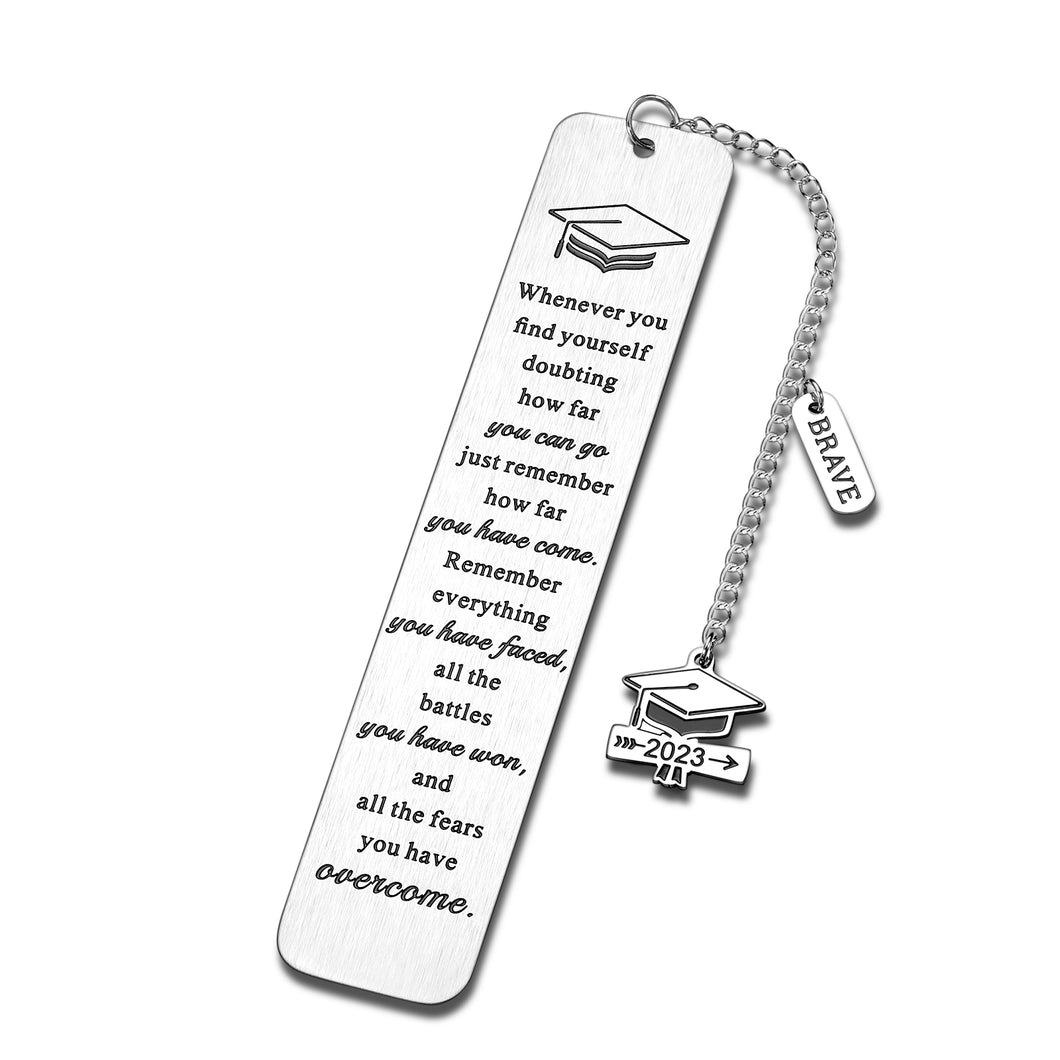 Grad Gifts Inspirational Bookmark for Women Men Class of 2023 Graduation Gifts for College Students Females Male University Middle High School Graduates Best Friends Gifts Christmas Brave Accessory