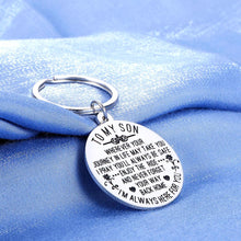 Load image into Gallery viewer, to My Son Gifts from Mom Dad Inspirational Christmas Keychain for Teen Boys Graduation Back to School Step Son Birthday for Him Men Wedding Anniversary from Mother in Law I Love You Stocking Stuffers
