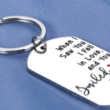 Load image into Gallery viewer, Romantic Boyfriend Girlfriend Anniversary Keychain Christmas Gift for Him Her Birthday Women Men Valentines Day Husband Wife Wedding When I Saw You I Fell in Love Shakespeare Quote
