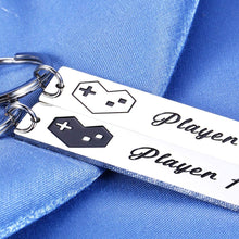 Load image into Gallery viewer, 2Pcs Gamer Couple Gifts Player 1 Keychain Player 2 Keychains for Boyfriend Girlfriend Valentines Day Christmas for Husband Wife Anniversary Birthday for My Man Fiance His Him and Her Present Keyrings
