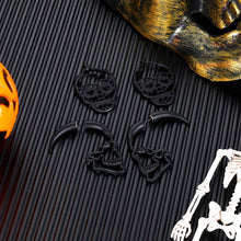 Load image into Gallery viewer, 2/6/7 Pairs Halloween Ghost Skeleton Dangle Earrings Assorted Pumpkin Spider Black Cat Bat Cobweb Spiderweb Faux Leather Earring Studs Sets Gifts for Girls Women Ladies Her Halloween Theme Party
