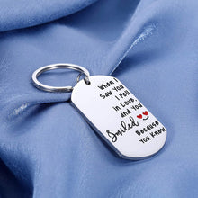Load image into Gallery viewer, Romantic Boyfriend Girlfriend Anniversary Keychain Christmas Gift for Him Her Birthday Women Men Valentines Day Husband Wife Wedding When I Saw You I Fell in Love Shakespeare Quote
