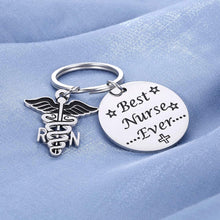 Load image into Gallery viewer, Best Nurse Ever Keychain Thank You Gift for Women Men Thanksgiving Day Christmas Nursing Teacher New Practical Practitioner Registered Family LPN RN NP Week Student Graduation Appreciation Retirement
