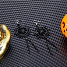 Load image into Gallery viewer, 2/6/7 Pairs Halloween Ghost Skeleton Dangle Earrings Assorted Pumpkin Spider Black Cat Bat Cobweb Spiderweb Faux Leather Earring Studs Sets Gifts for Girls Women Ladies Her Halloween Theme Party
