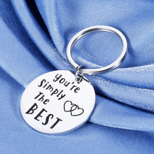 Load image into Gallery viewer, Couple Gifts for Him Her Wedding Anniversary Keychain for Boyfriend Girlfriend Birthday Best Friend Graduation for Schitts C Fans Lover Husband Wife Women Men You’re Simply The Best Keyring
