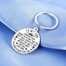 Load image into Gallery viewer, to My Son Gifts from Mom Dad Inspirational Christmas Keychain for Teen Boys Graduation Back to School Step Son Birthday for Him Men Wedding Anniversary from Mother in Law I Love You Stocking Stuffers
