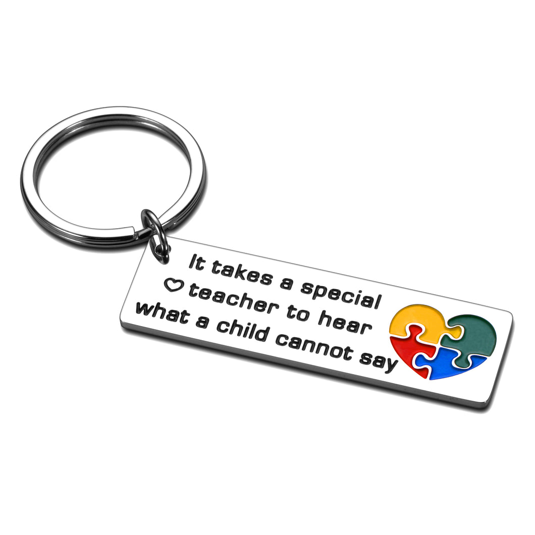 Teacher Appreciation Gifts Autism Keychain for Women Men Autism Awareness Teacher Speech Therapist Thank You Gift for Special Education Teachers for World Autism Awareness Day Month Teacher’s Day