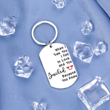 Load image into Gallery viewer, Romantic Boyfriend Girlfriend Anniversary Keychain Christmas Gift for Him Her Birthday Women Men Valentines Day Husband Wife Wedding When I Saw You I Fell in Love Shakespeare Quote
