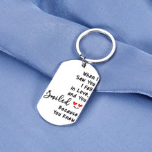 Load image into Gallery viewer, Romantic Boyfriend Girlfriend Anniversary Keychain Christmas Gift for Him Her Birthday Women Men Valentines Day Husband Wife Wedding When I Saw You I Fell in Love Shakespeare Quote
