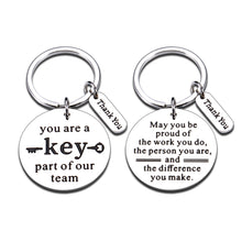 Load image into Gallery viewer, Employee Appreciation Gifts for Coworkers Leaving Keychain Thank You Gifts for Men Women Birthday Gifts for Female Boss Office Holiday Gifts for Coworkers Friends Christmas Gifts Double Sided
